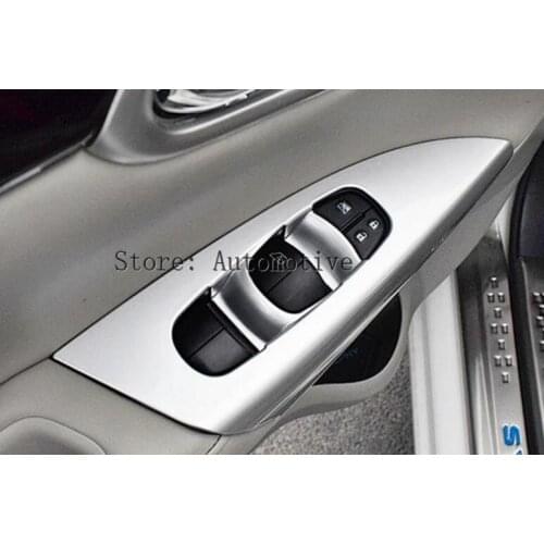 4pcs Chrome Matte Silver Door Window Button Cover Trims For Nissan Sylphy (B17) Sentra 2013-2017 LHD