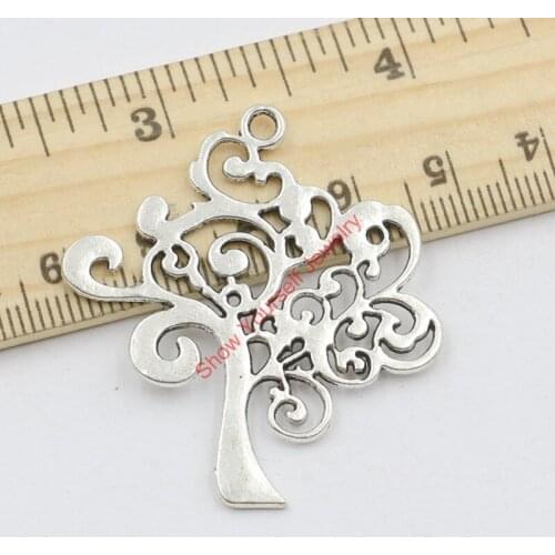 5pcs Tibetan Silver Plated Zinc Alloy Tree of Life Charms Pendants for Jewelry Making DIY Handmade Craft 42x37mm