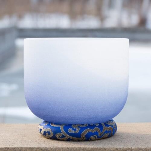 9 Inch A Note Half Color Third Eye Chakra Quartz Crystal Singing Bowl+meditation