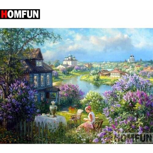 HOMFUN Full Square/Round Drill 5D DIY Diamond Painting "Garden view" Embroidery Cross Stitch 5D Home Decor Gift A16340