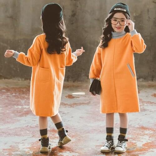 Girls Velvet Sweater Dress Kids Medium Length Bottoming Warm High Collar Winter Dresses Childrens Casual One Piece Clothes P298