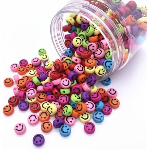 100pcs/Lot 7x4mm Oval Shape Acrylic Spaced Beads Smiley Beads For Jewelry Making DIY Charms Bracelet Necklac#14