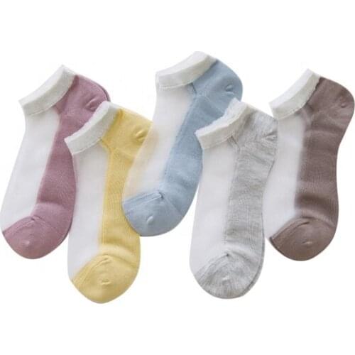 Cnleyoyo Japan Fashion Ultra Thin Cute Set Stripe Women White Sheer Ankle Socks