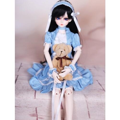 G10-X052 children toy BJD DD SD MSD 65cm 1/3 1/4 1/6 dolls props Accessoriess clothes Blue lace dress 1pcs