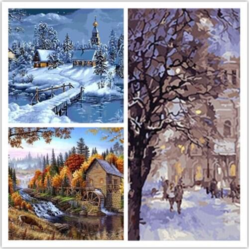 DIY Painting By Numbers HandPainted Oil Painting forest Picture Paint Drawing On Canvas Home Decoration Unique Gift