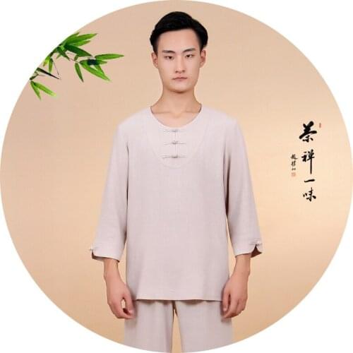 Zen lay meditation uniforms Buddhist monk lohan arhat clothing shaolin kung fu suits Conjuntos de Arte Marcial