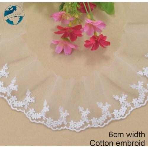 6cm Width Cotton Embroid Lace Sewing Ribbon Guipure African Lace Fabric Trim Warp Knitting DIY Garment Wedding Accessories#4236