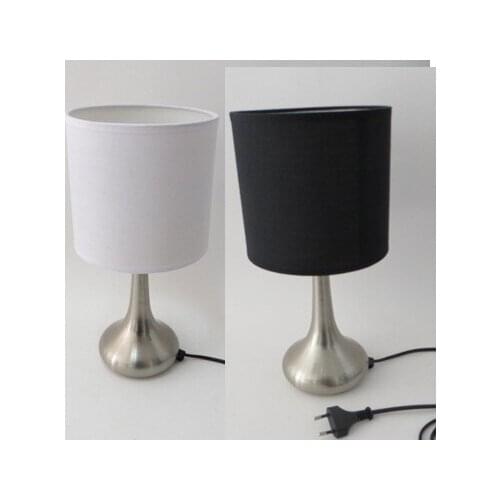 Quality Fabirc Lampshade Metal Droplets Base 3 Steps Dimmer Touch Table Lamp Desk Lights Bedroom Night Lights Lamp with EU Plug