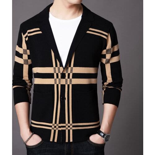 Cardigan Male Autumn Solid Color Cardigan Knitted Fashion Cardigan Cotton Casual Buttoned Cardigan Mens Sweater Cardigan Men