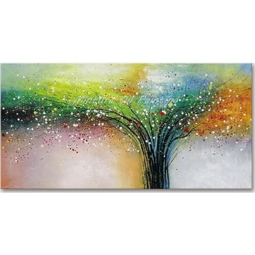 Mintura Wall Picture for Living Room Oil Paintings on Canvas Hand Painted Scatter The Tree Hotel Decoration Wall Art No Framed