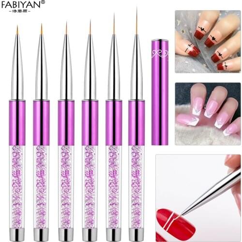 Purple Drawing Flower Line Grid Brush Nail Art Painting Liner DIY 3D Design Pen UV Gel Manicure Tools 5/7/9/11/15/20mm