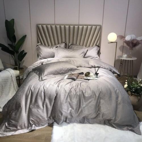 120-piece Bedding Set Marbled Jacquard Long-staple Cotton Duvet Cover Four-piece Set of Pure Cotton Simple Solid Color Bedding