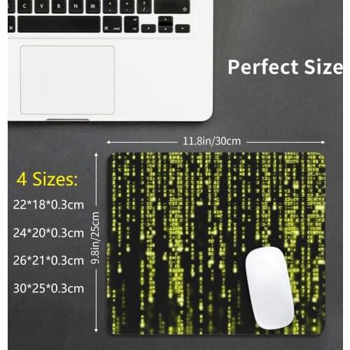 Cyber Language Code Mouse Pad DIY Print Cyber Tech Code Number Falling Yellow Geek Technology Science