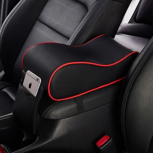 Leather Car Armrest Pad Auto Central Console Seat Box Mat Cushion Pillow Cover Vehicle Protective Styling Universal with Pocket