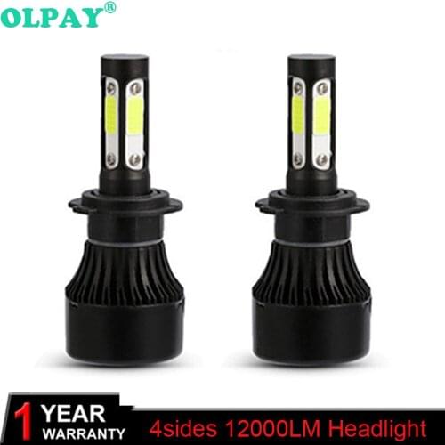 OLPAY New 4 Sides 6000K 100W 12000lm 9005 9006 H8 H9 H11 H4 H7 Car LED Headlight Bulbs Auto Led HB3 HB4 9007 HB5 Headlamps
