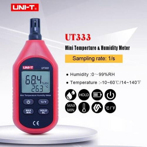 UNI-T UT333 Mini Temperature Humidity Meter Indoor Outdoor Hygrometer Overload Indication Unit Conversion LCD Backlight