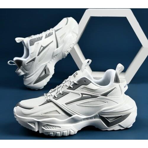 Men Sneakers 2021 New Breathable Running Shoes Men Chunky Shoes Outdoor Walking Comfortable White Sports Shoes Zapatillas Hombre