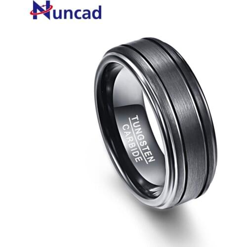 Nuncad Wedding Band Engagement Mens Ring Black Wheel Shape 8MM Width 2.3MM Thick Tungsten Carbide Ring for Male Dropship T021R