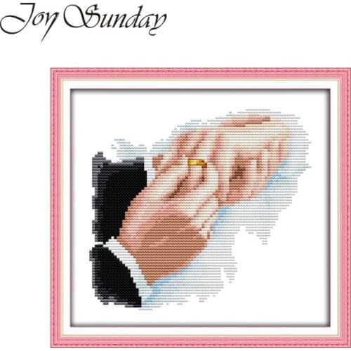 Joy Suanday Cross Stitch Embroidery Kit Hold Hand 14CT 11CT Aida Fabric DMC Thread Water Soluble Canvas Stitch Cross Needlework