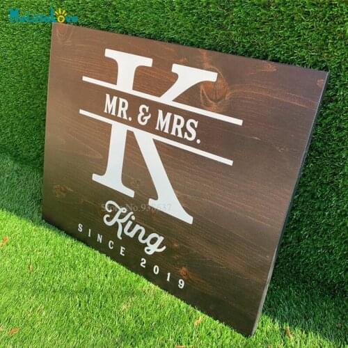 Initial Design Mr&Mrs Custom Family Name Established Year Personlized Sticker Decal Wedding Party Removable Vinyl Stickers BA252