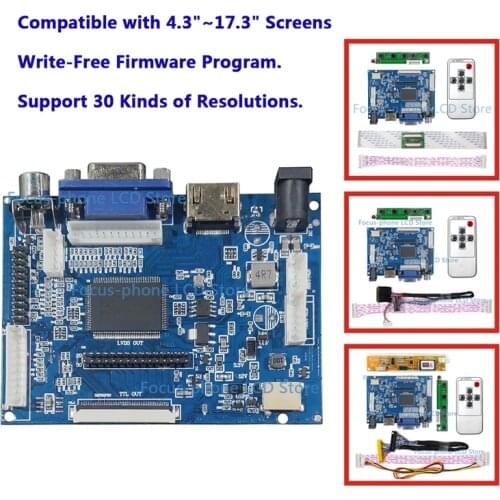 LCD TTL LVDS 30Pin 40Pin 50Pin Controller Board Support Mul-Resolution 1920x1080 1366x768 1024x600 Driver Board for 4.3"-17.3"