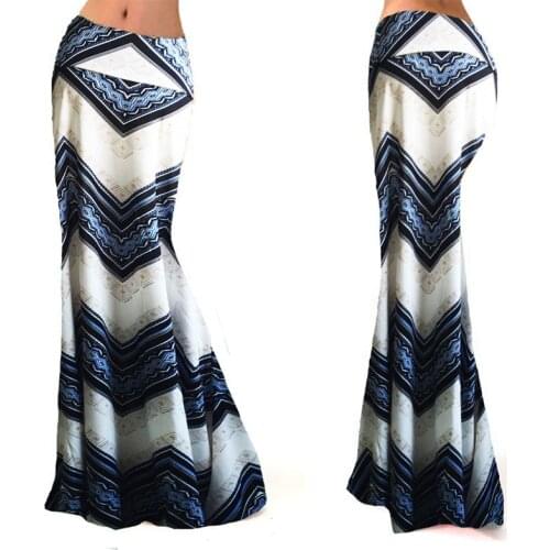 Casual Fashion Elastic Beach Sexy Skirt Long Pencil Skirt Women Printed Pencil Maxi Skirt Fishtail Floor-Length Skirt S-3XL