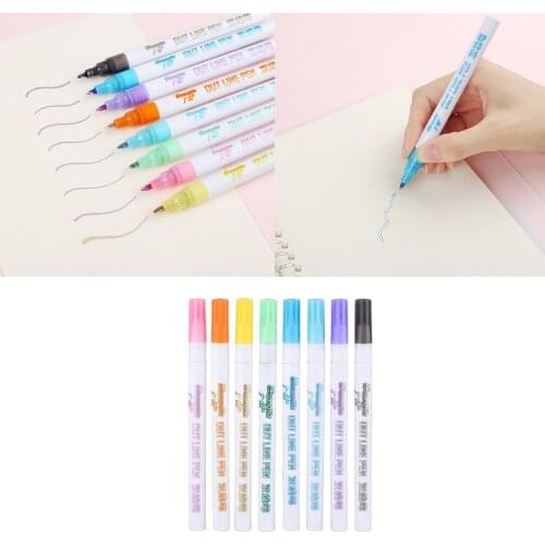 Self-outline Metallic Markers, 8pcs /12pcs Double Line Pen BuIIet Journal Pens