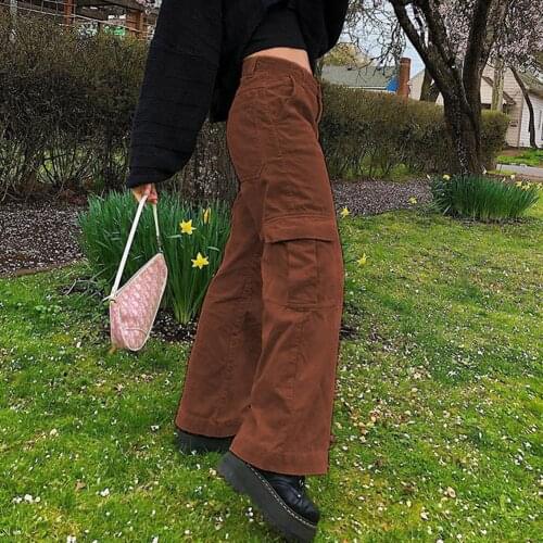 Wide Leg Pants Women Trousers Harajuku Korean Y2k Baggy Pant Cute Oversize Boyfriend Corduroy Pants Green 90s Aesthetic Bottoms