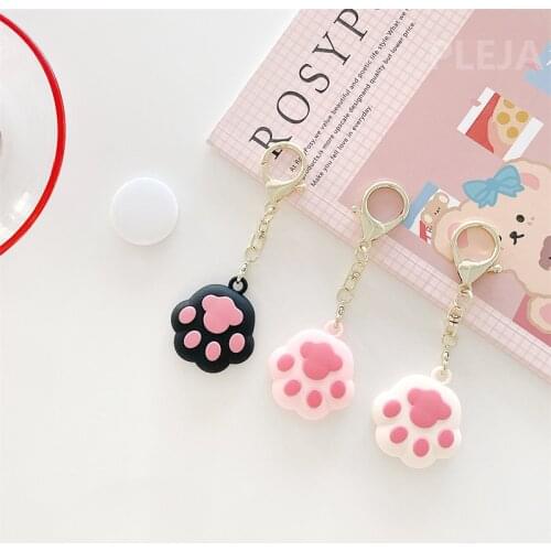 Cute Cat Paw For Apple AirTags Soft Silicone Protective Loop Case For Airtag Locator Tracker Anti-lost Keychain Cartoon Cover