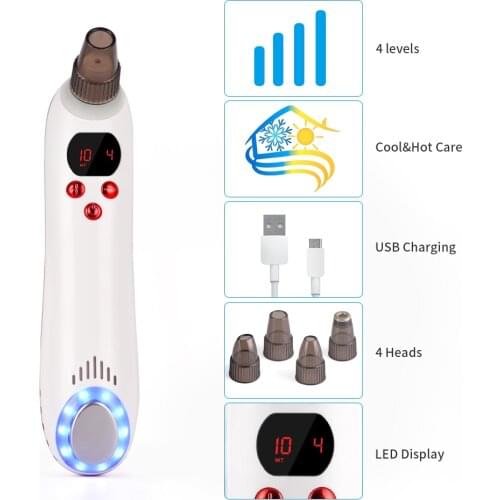 Face Nose Acne Black Dot Pimple Blackhead Remover Hot Cold Electric Blackhead Vacuum Cleaner Pore Blackhead Skin Care Tools