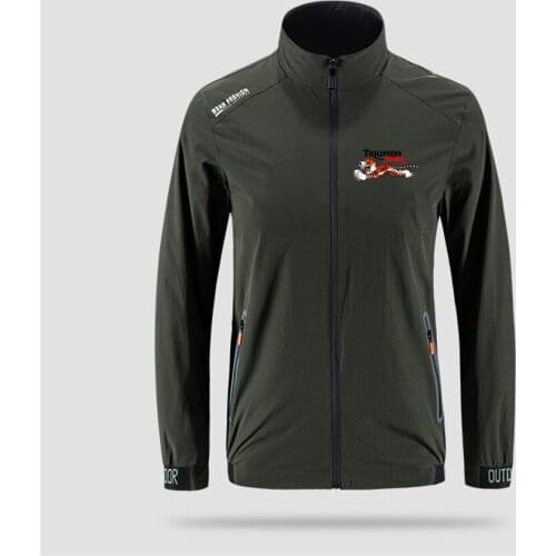 Triumph Tiger Logo Cartoon Slim Sport Outdoor Zippered Comfortable Soft Jacket Mens Casual Front Printing Asian Size