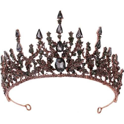 Baroque Bridal Crown Tiara Rhinestone Hair Accessories Princess Crown Wedding Dress Accessories Red Green Blue Black Crystal