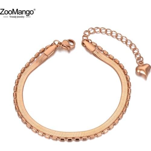 ZooMango Titanium Stainless Steel Bohemia Beach Double Layer Bracelets For Women Girl Trendy Snake Chain Charm Bracelet ZB20133
