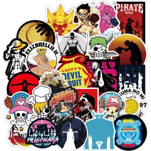 100PCS DIY Cartoon Anime One Piece Luffy Pirate Stickers Room Decoration Wall Decor Laptop Luggage Living Room Wall Sticker