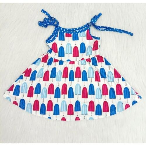 Fashion ice-lolly dress for baby girls high quality strap dotted dresses children off shoulder kids toddler summer frocks