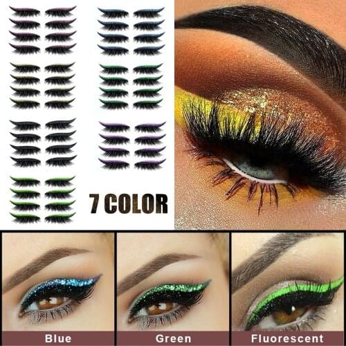 4 Pairs Color Glitter Eyeliner and False Eyelashes Stickers Reusable Waterproof Eyes Stickers Cat Eye Eyeshadow Makeup Stickers