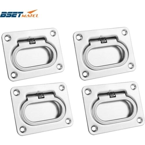 4PCS BEST MATEL Satinless steel 304 ANTI-RATTLE spring Flush Lift Ring Deck Hatch Pull Handle Locker Cabinet boat hardware