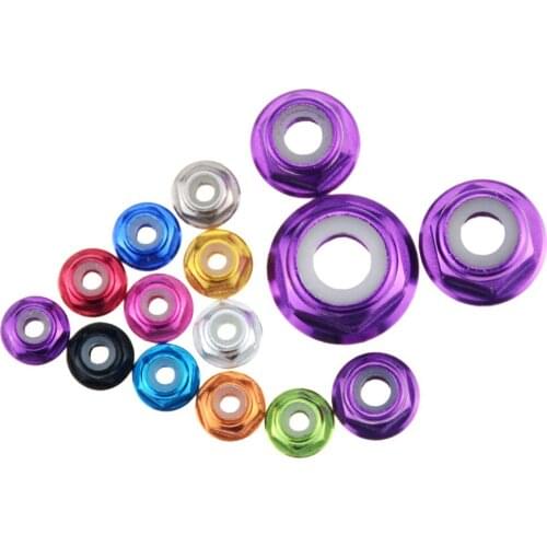 5PCS Multi-color M2 M3 M4 M5 M6 Aluminum Alloy Flange Nut Nylon Ring Flange Nut Lock Nut Car Accessories Model Dedicated
