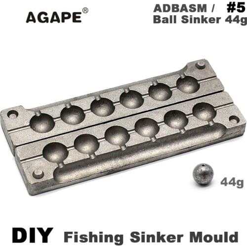 Agape DIY Fishing Ball Sinker Mould ADBASM/#5 Ball Sinker 44g 6 Cavities
