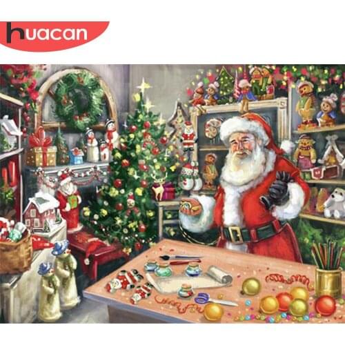 HUACAN DIY 5d Diamond Painting Christmas Tree Full Square/Round Diamond Embroidery Santa Claus Mosaic Needlework Home Decor