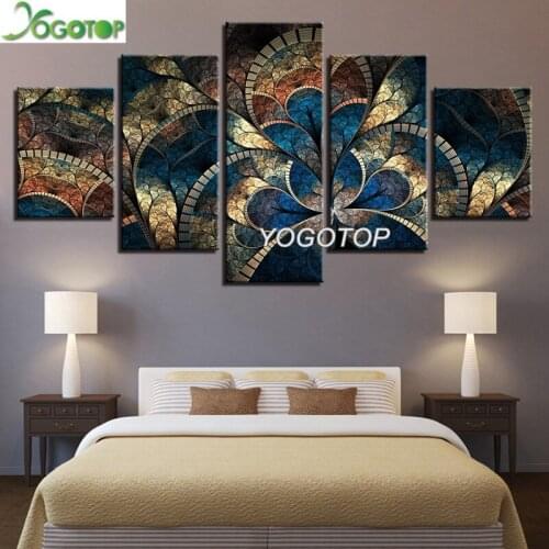 Diy Diamond Painting cross-stitch 5D Full Mosaic Diamant Embroidery Wall Art 5 Pieces Abstract Flower Mandala ML1144