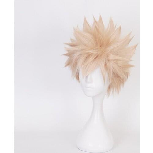 Anime My Hero Academia Baku No Hero Bakugou Katsuki Bakugo Short Linen Blonde Heat Resistant Cosplay Costume Wig