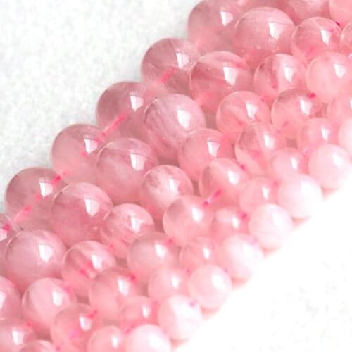 4mm-10mm Natural Round Pink Madagascar Rose Quartzs Beads For Jewelry Making Beads Bracelets For Women 15'' Needlework DIY Beads