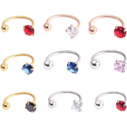 L Zircon Ear Nail C Type Ear Bone European American Simple Stainless Stee Nail Titanium Steel Nose Human Body Piercing Earrings