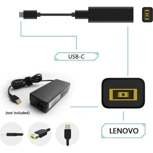 DC USB Type C Male Power Charger Converter Adapter Connector For Lenovo Dell Hp Asus Laptop Adapter 20V 3.25A Square Plug Female