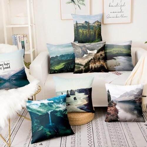 Beautiful Scenery Digital Printing Soft Velvet Pillowcase Home Pillow Decoration Almofadas Decorativas Para Sofa Throw Pillow