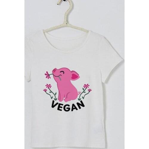 24M-9T Kids Clothes Cartoon Animals Go Vegan Baby Boy T Shirt O-neck Girls Tshirt Cute Harajuku Summer Tshirts Girl Funny Kawaii