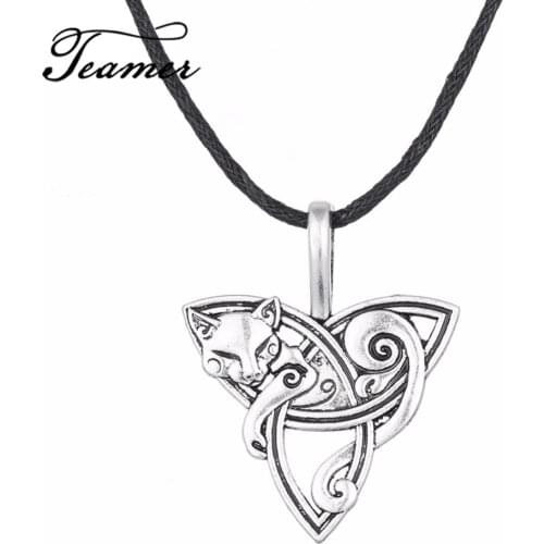 Teamer Long Viking Pendant&Necklace Triquetra Animal Fox Triquetra Necklace Supernatural Amulet Bulgaria Jewelry