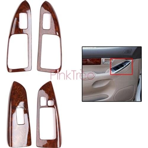 For Toyota Land Cruiser 120 Prado FJ120 2003 4 5 6 7 2009 Wooden Color Window Switch Cover Car Styling Accessories