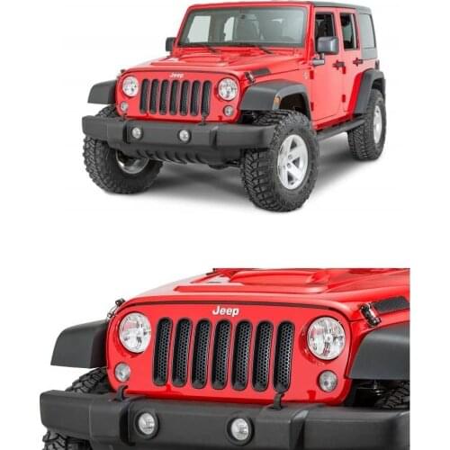 Doiplent 7-Piece Set Black Front Grille Trim Insert Cover Kit Compatible With 2007-2017 Jeep Wrangler JK 2-Door 4-Door